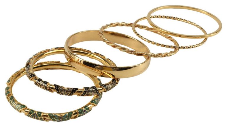 Estate Vintage Gold-tone Metal Bangle Bracelets