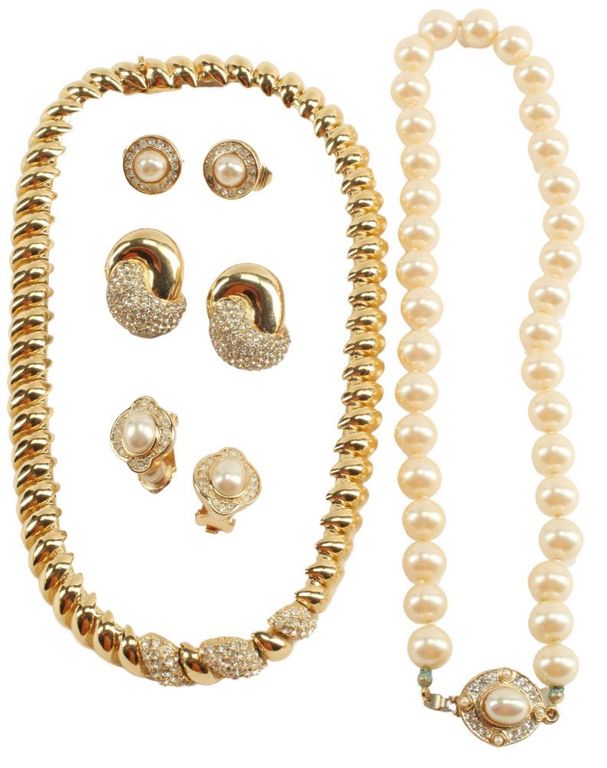 Estate Gold-tone & Faux Pearl Costume Jewelry