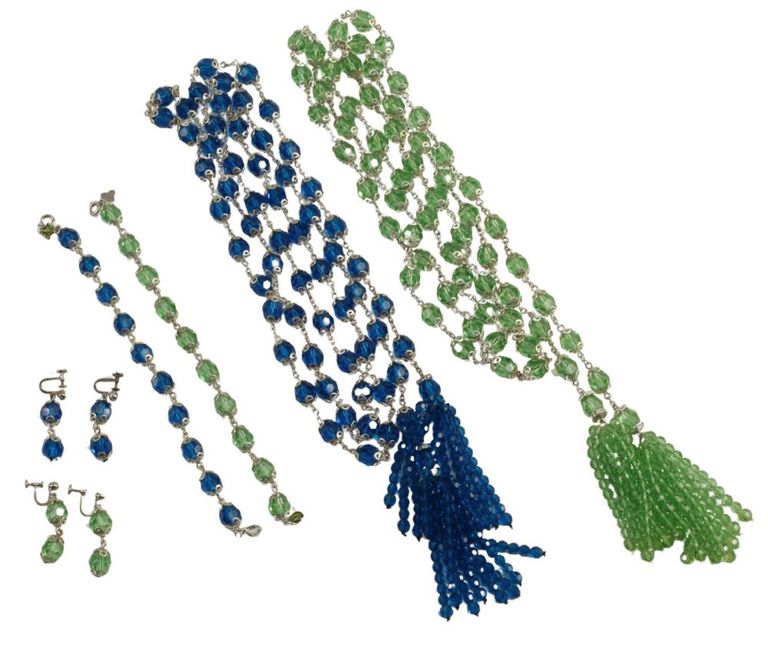 Estate Sterling Blue & Green Crystal Jewelry