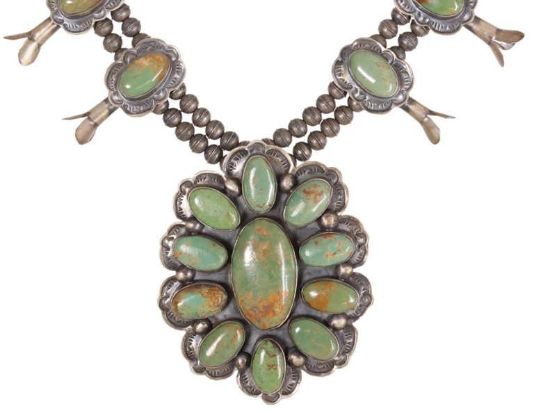 Southwest Turquoise Squash Blossom Necklace