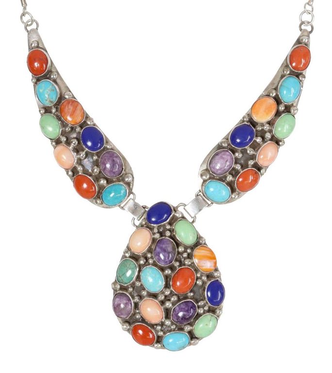 Ted Joe Navajo Sterling Multi-stone Necklace