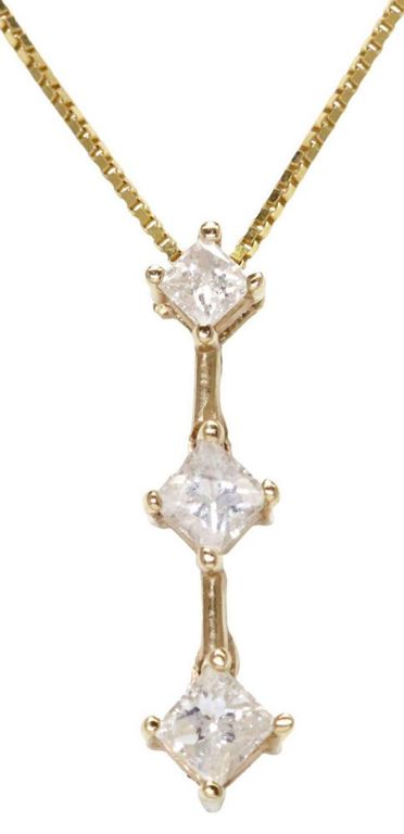 Estate 14kt Gold Princess Diamond Pendant