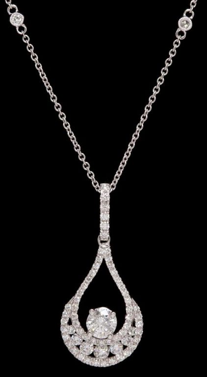 Estate 14kt Wg & Diamond Pendant Necklace