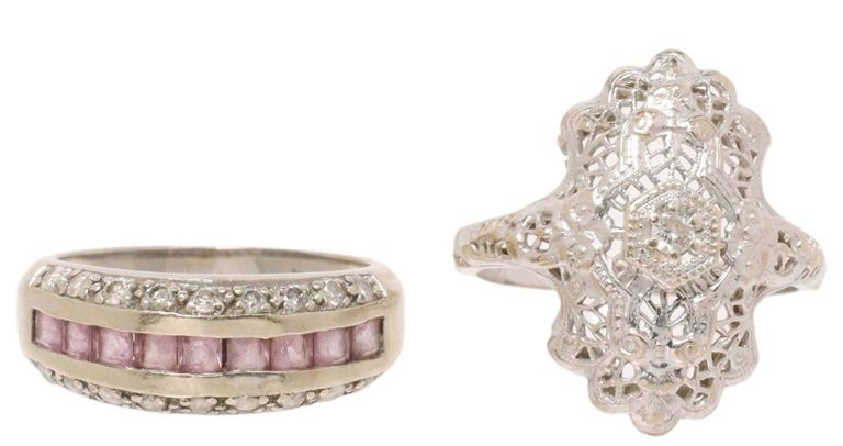 Estate 14kt White Gold & Diamond Rings