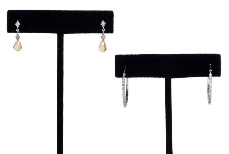 Estate 14kt White Gold Hoop & Drop Earrings