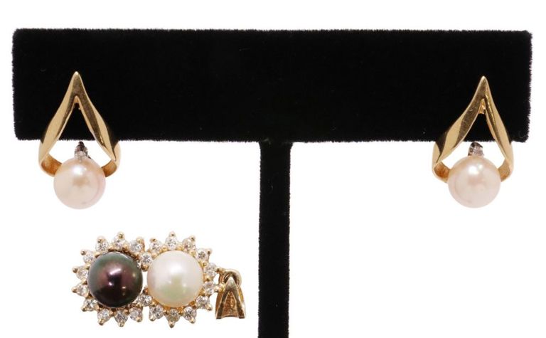Estate 14kt Gold Pearl & Diamond Jewelry