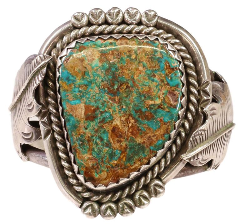 Nelson Piaso Navajo Silver Turquoise Cuff Bracelet