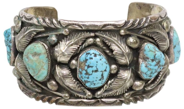 Jerry Francisco Navajo Turquoise & Silver Cuff