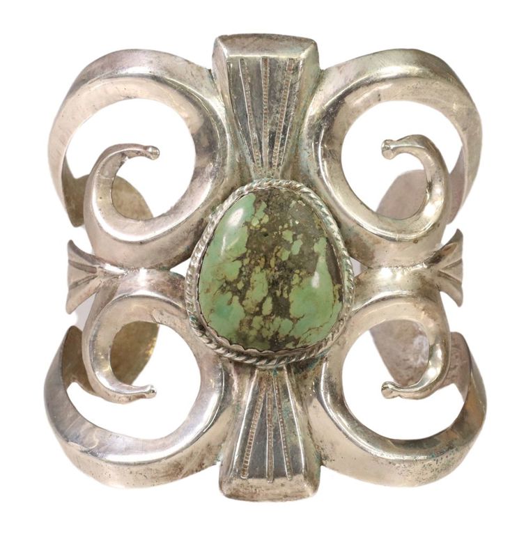 Native American Sterling & Turquoise Cuff Bracelet