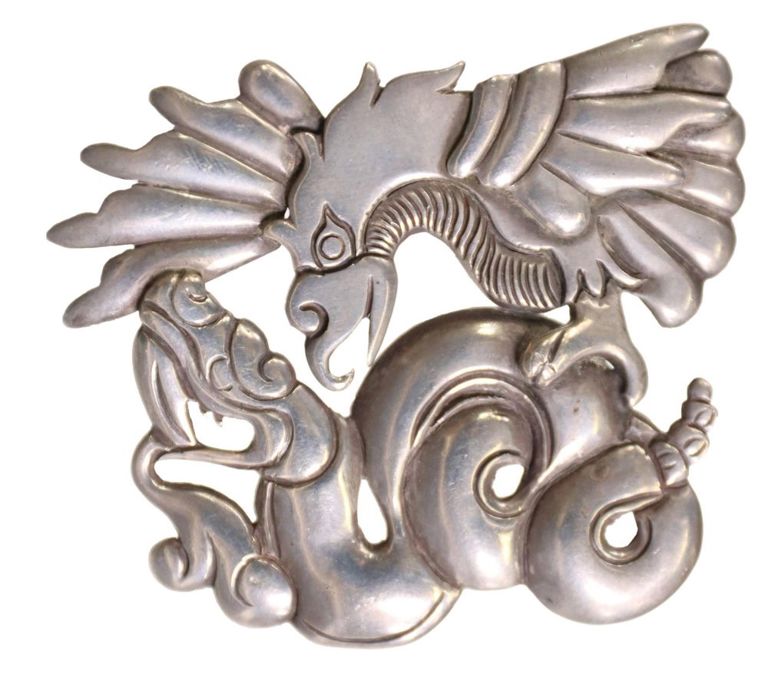 William Spratling Silver Eagle & Serpent Brooch