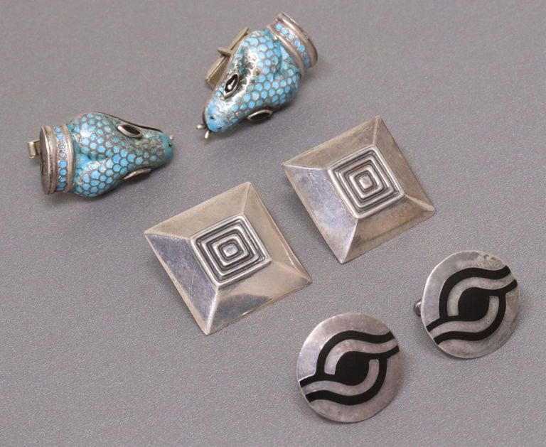Margo De Taxco Serpent & Geometric Cufflinks