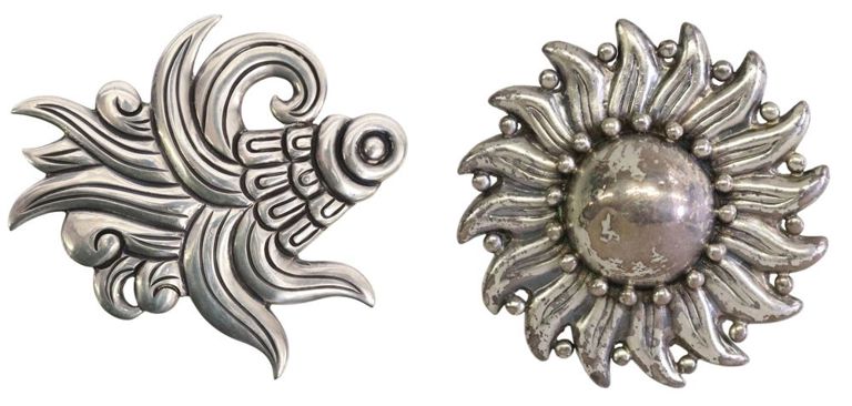 Hector Aguilar Taxco Mexico Silver Brooches