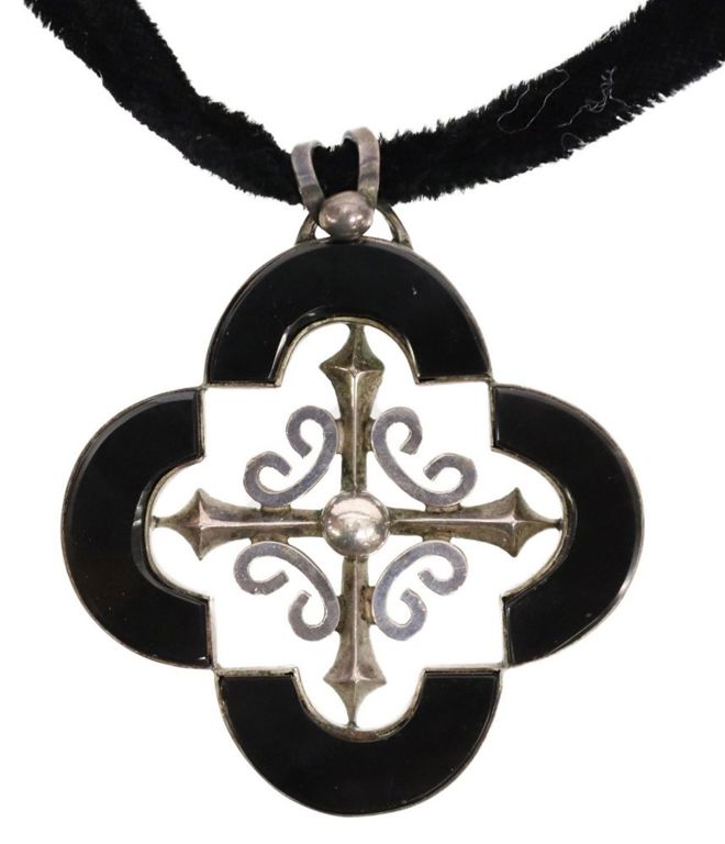 Antonio Pineda Sterling & Onyx Pendant Necklace