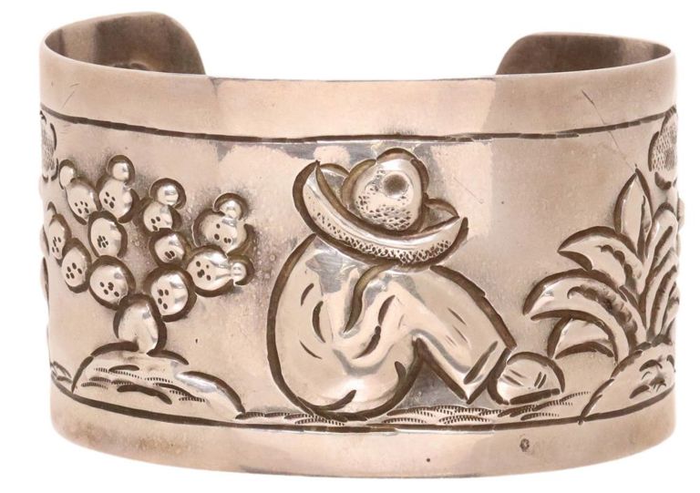 Sanborns Sterling Silver Siesta Man Cuff Bracelet