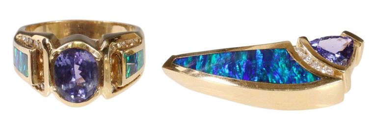 Estate 14kt Tanzanite, Opal & Diamond Jewelry
