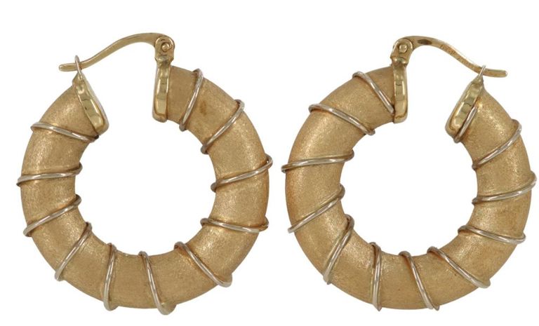 Estate Italian 18kt Yellow Gold Hoop Earrings