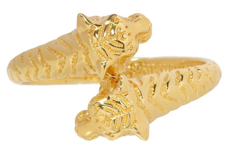Estate Italian 14kt Hollow Tiger Bypass Bracelet