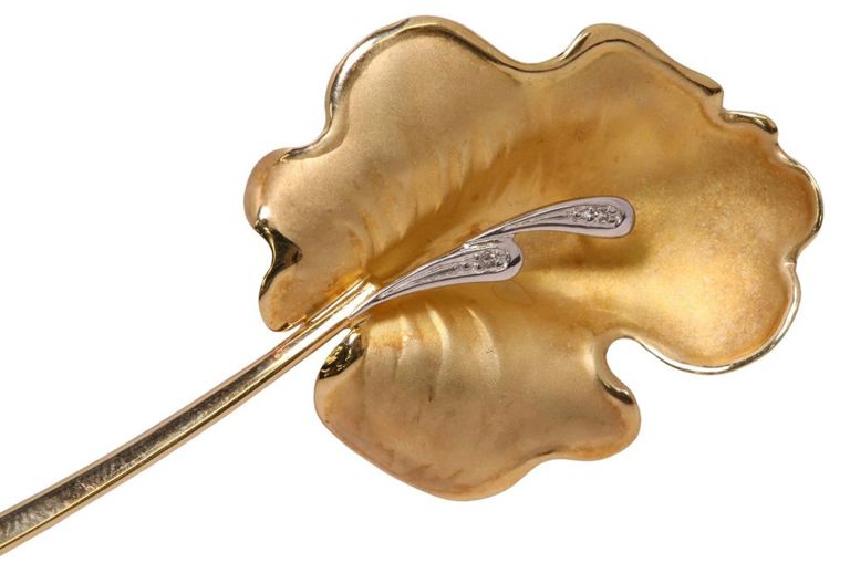 Estate FB 14kt Two-tone Gold & Diamond Brooch
