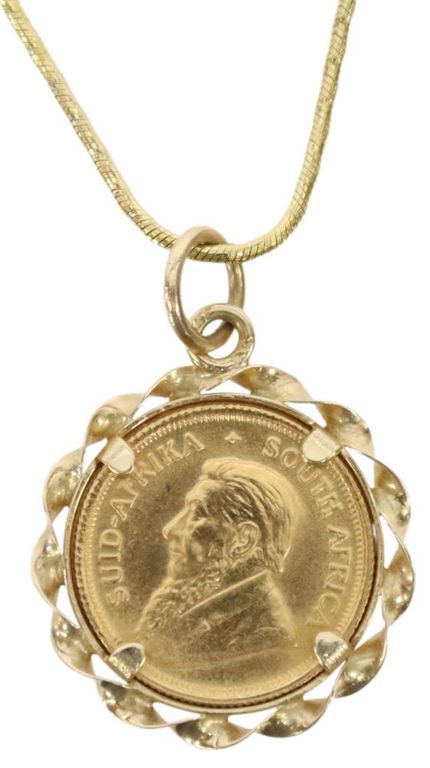 1984 1/10 Oz Gold Krugerrand Coin 14kt Bezel