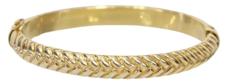 Estate Italian 14kt Gold Hinged Bangle Bracelet