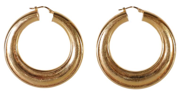 Estate Italian 14kt Gold Hollow Hoop Earrings