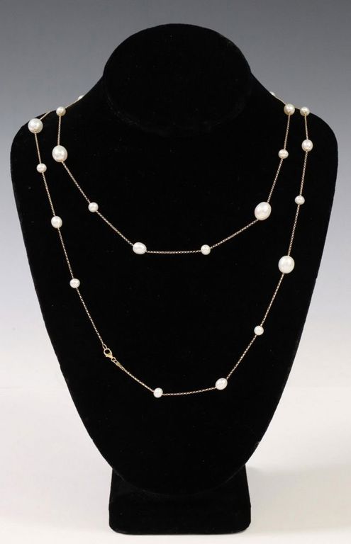 Estate 18kt Yellow Gold Chain & Pearl Necklace