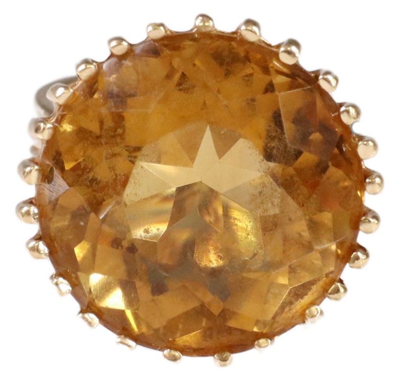 Estate 14kt Gold & 20ct Citrine Cocktail Ring