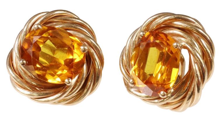 Estate 14kt Yellow Gold & Citrine Clip-on Earrings