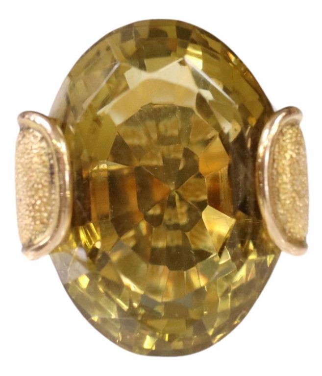 Estate 14kt Gold & 29ct Lemon Quartz Cocktail Ring