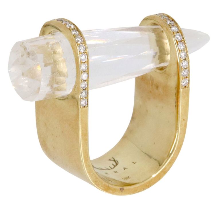 Estate Designer Feral Diamond & Crystal Spike Ring