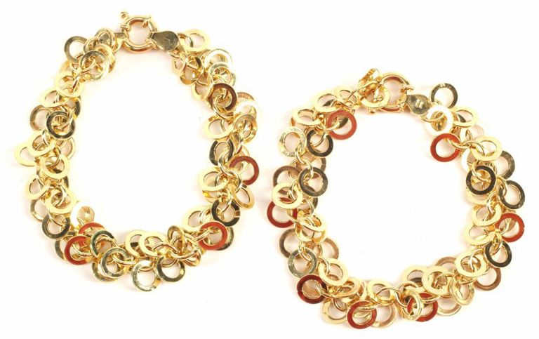 Estate 14kt Yg Circular Link Bracelets