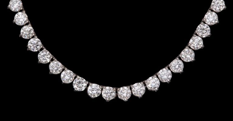 Estate 14kt White Gold & Diamond Necklace