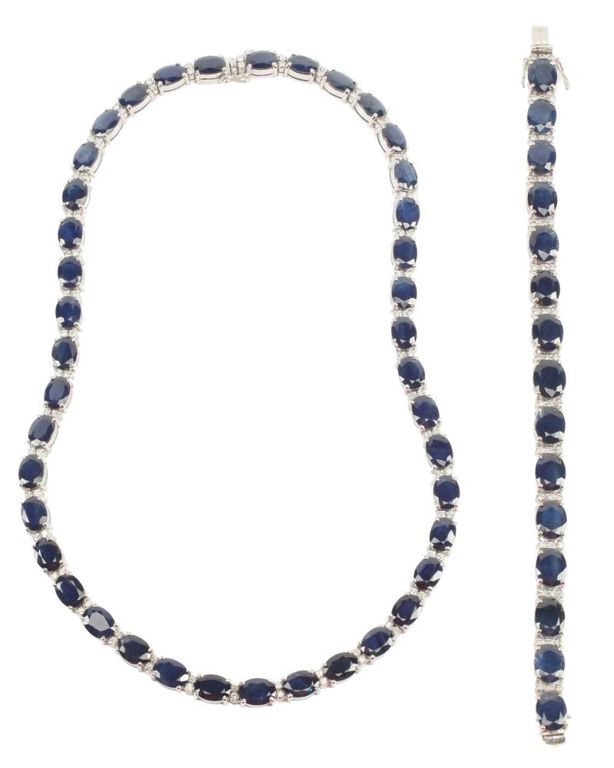 Estate 18kt Wg Sapphire & Diamond Jewelry