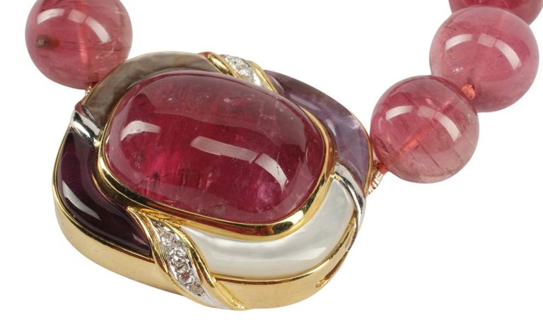 Estate Kylo 18kt Pink Tourmaline Beaded Necklace