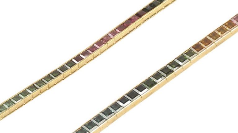 Estate 18kt Multi-Gemstone Necklace & Bracelet