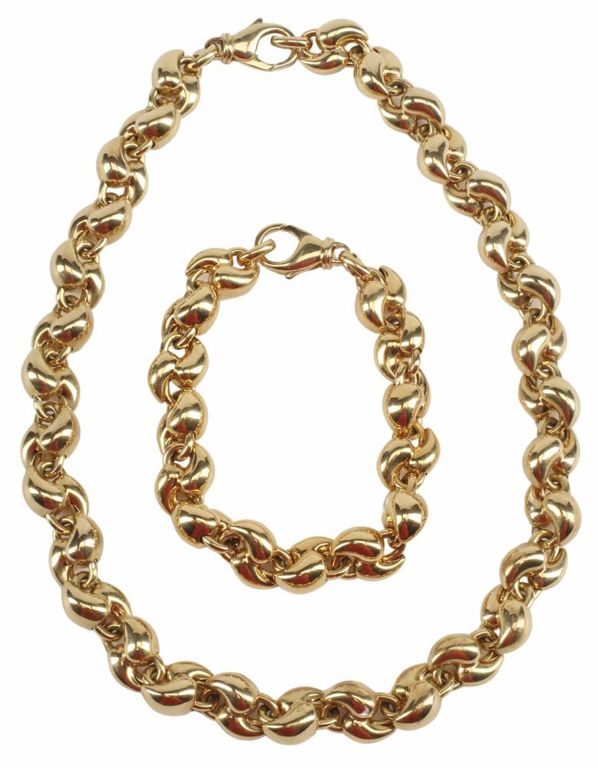 Estate Italian 18kt Fancy Link Necklace & Bracelet