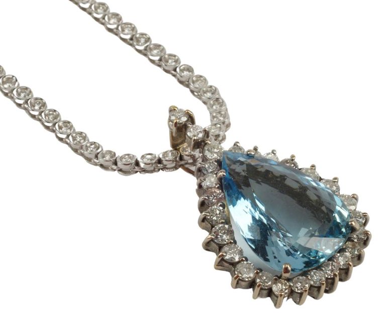 Estate Aquamarine & Diamond Necklace