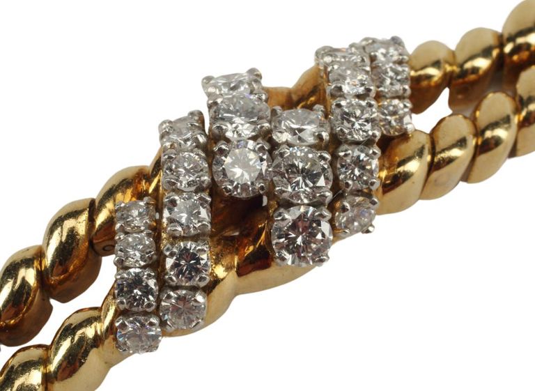 Estate 14kt Gold & Diamond Bracelet