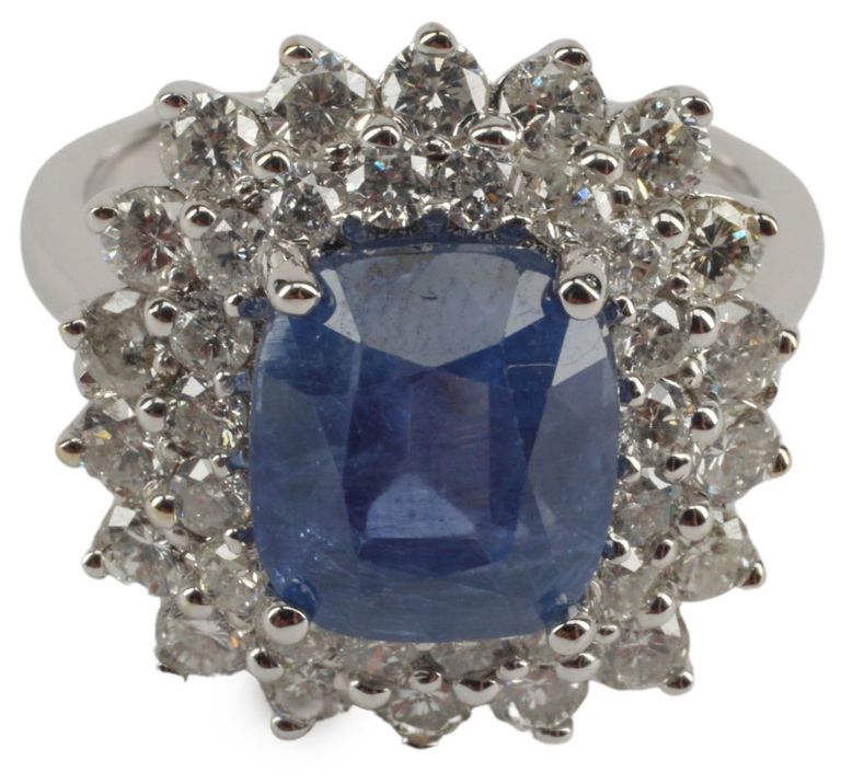 Estate 18k Gold Gia Sapphire & Diamond Ring