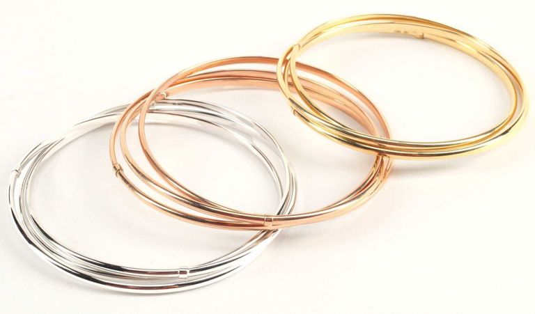 Estate 14kt Tri-color Gold Bangle Bracelets