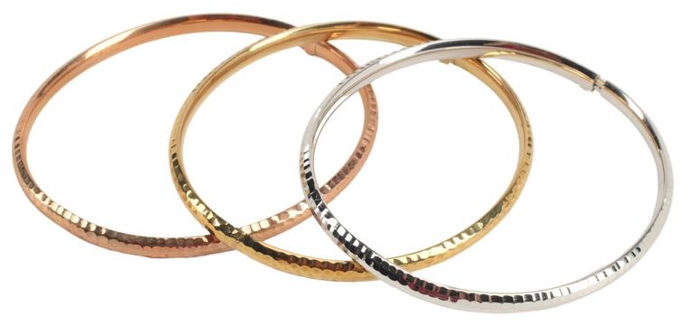 Estate 14kt Tricolor Gold Hinged Bangles