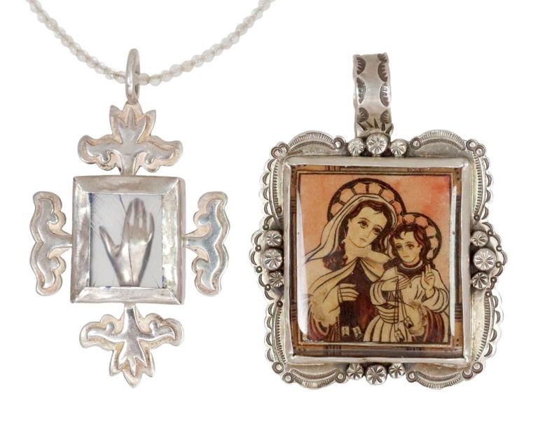 Estate Sterling Silver Pendant, Hand Milagros