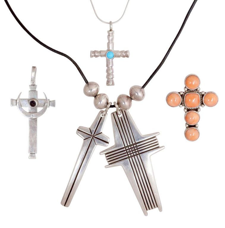 Native American Southwest Silver Cross Pendants