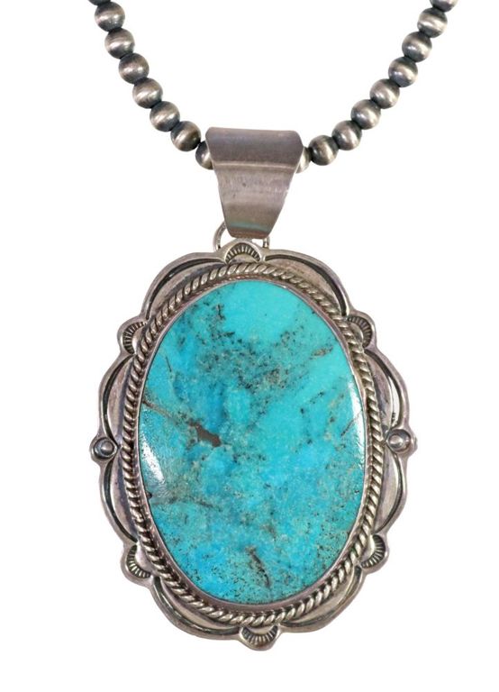 Southwest Sterling & Turquoise Pendant Necklace