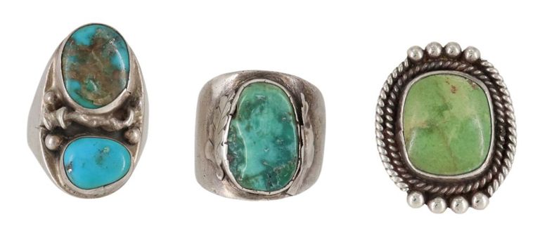 Gents Native American Silver & Turquoise Rings
