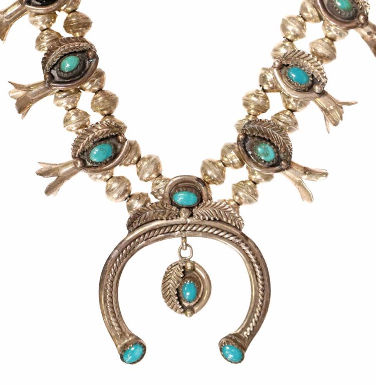 Paul Haley Navajo Sterling Squash Blossom Necklace