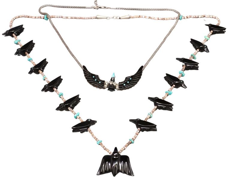 Native American Eagle & Raven Fetish Necklaces