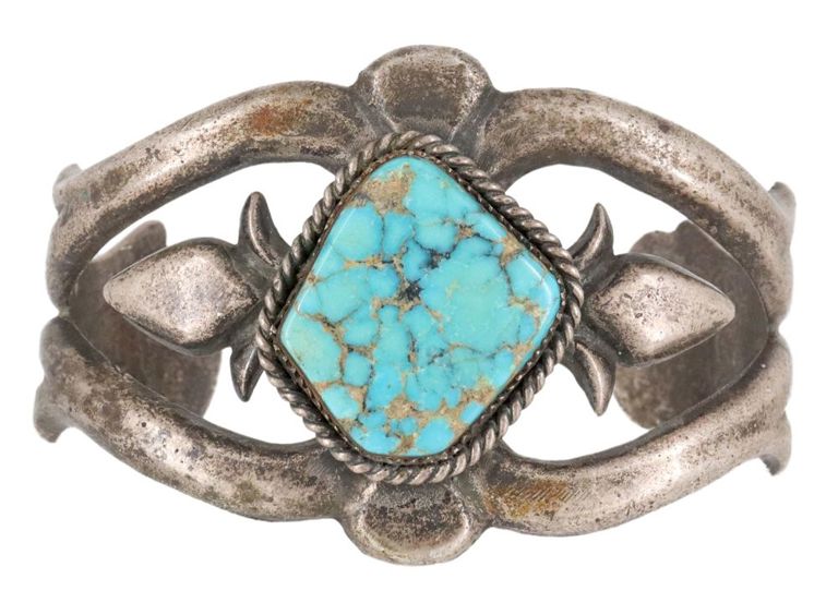 Native American Silver & Turquoise Cuff Bracelet