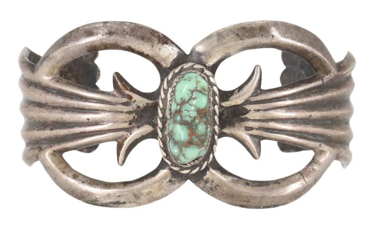 Native American Silver & Turquoise Cuff Bracelet