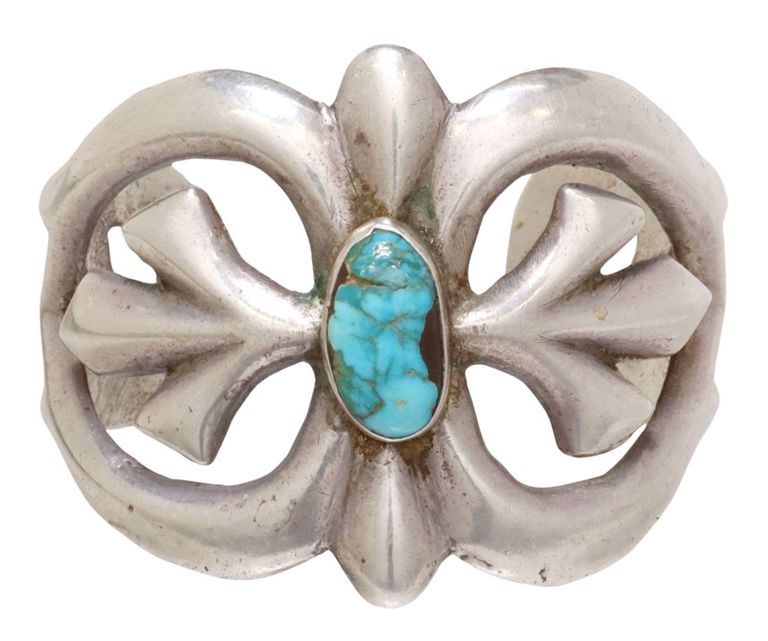 Native American Silver & Turquoise Cuff Bracelet